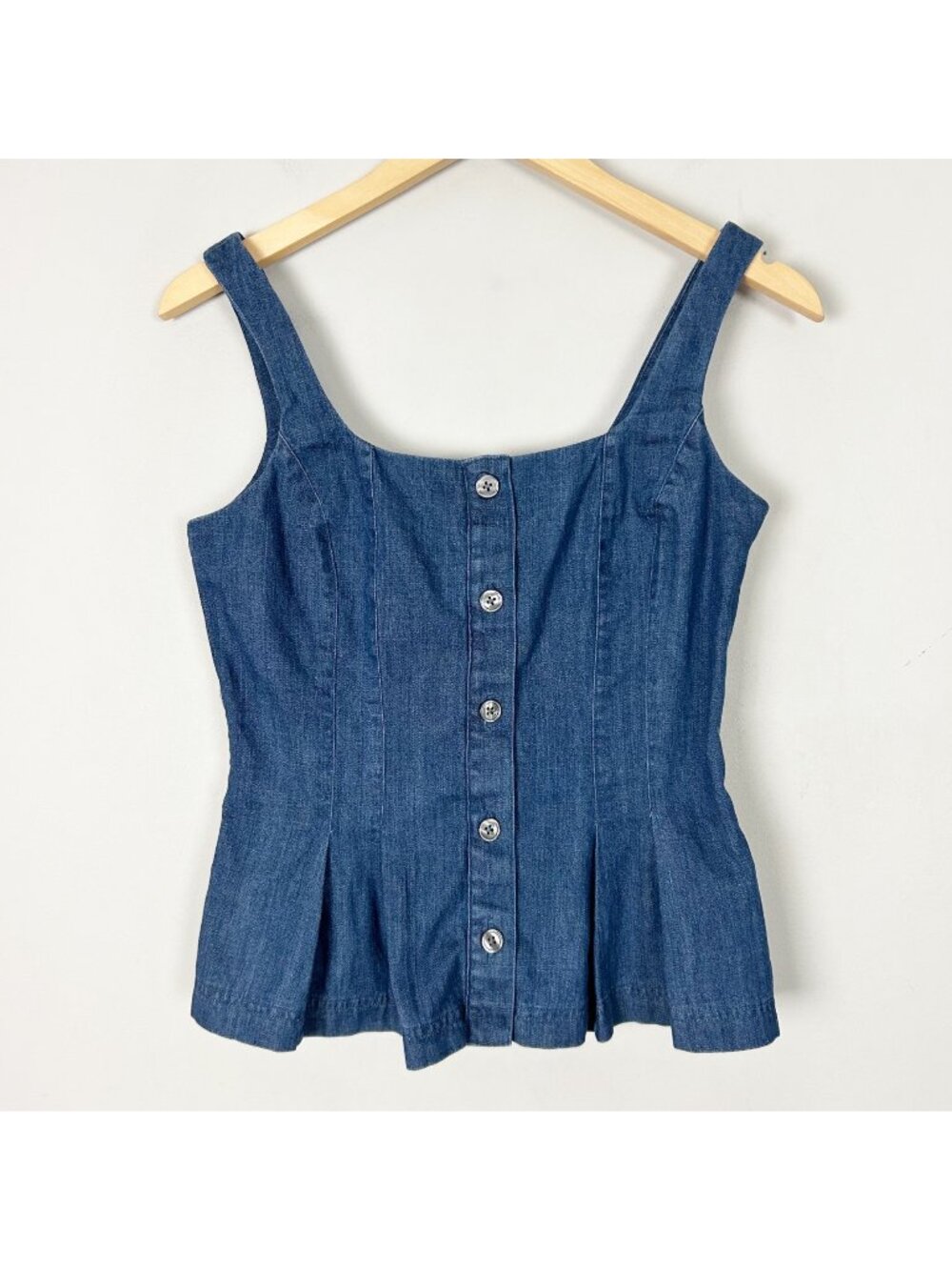 NEW Banana Republic Denim Peplum Tank Top Button Front Size 0 Women's